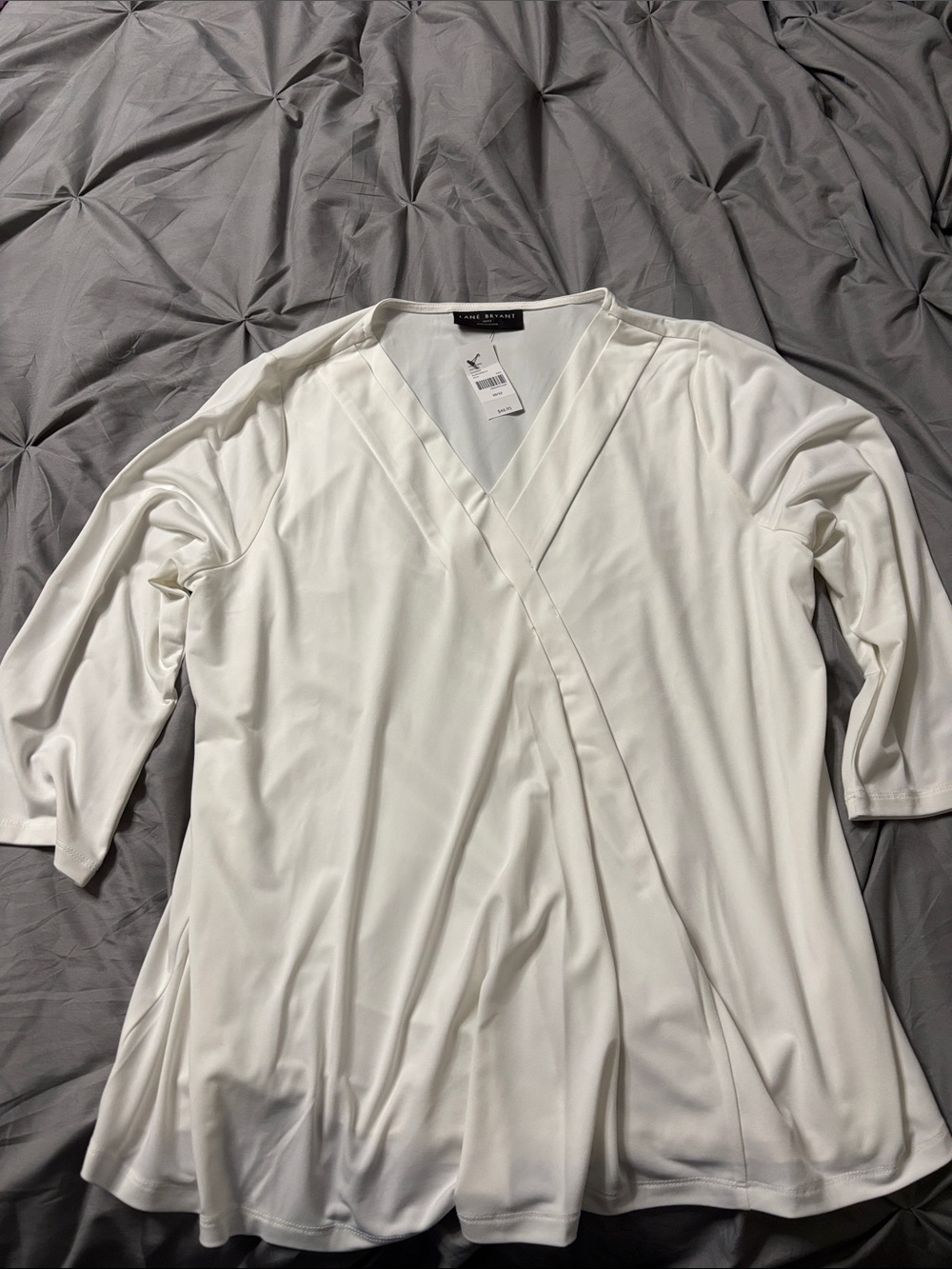 Lane Bryant White V-Neck Blouse